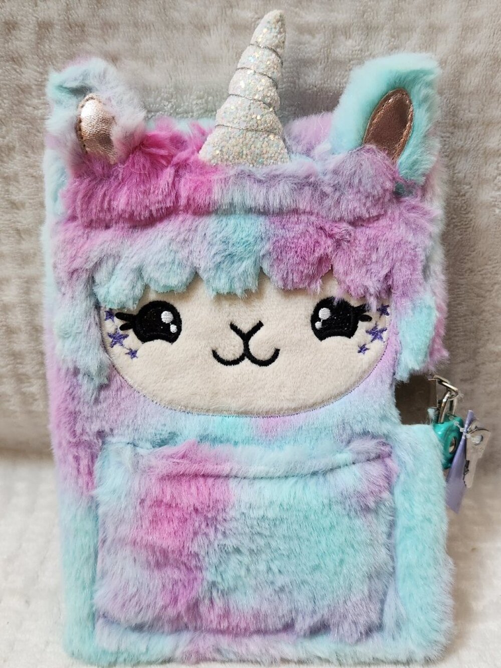 CLAIRE'S Plush Unicorn Llama Journal Diary - NEW NWT